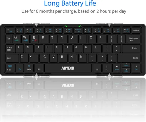 Miniatura 5 de Arteck Teclado Bluetooth plegable, mini teclado inalámbrico plegable portátil para iOS iPad de 10.2 pulgadas, Pro, Air, 9.7 pulgadas, Mini, Android