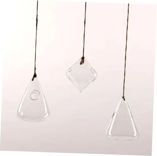 Miniatura 3 de UKCOCO 2 macetas geométricas colgantes de vidrio, recipientes de terrario hidropónicos triangulares para decoración de jardín