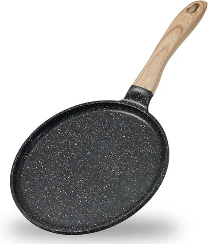 JEETEE Sartén para Crepas Antiadherente, Sartén Parrilla Comales Para Tortillas de 9.5 Pulgadas para Estufa, Sartén Plana para Panqueques Dosa Tawa