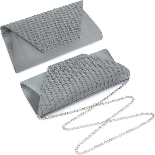 Miniatura 2 de Bolso de mano de noche con diamantes de imitación con purpurina para boda, fiesta, cóctel, baile de graduación, bolso formal en caja de regalo