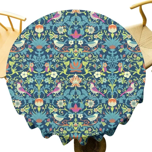 Miniatura 220 de Mantel Floral Retro de Pájaros, Diseño Original Bohemio William Morris Estampado Cubierta de Mesa para Hogar Picnic Fiesta Comedor Cocina William