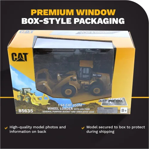 Miniatura 6 de 1/64 Hybrid Collection Series CAT 950M Cargador de ruedas Tenedor largo y cubo (2 troncos incluidos)