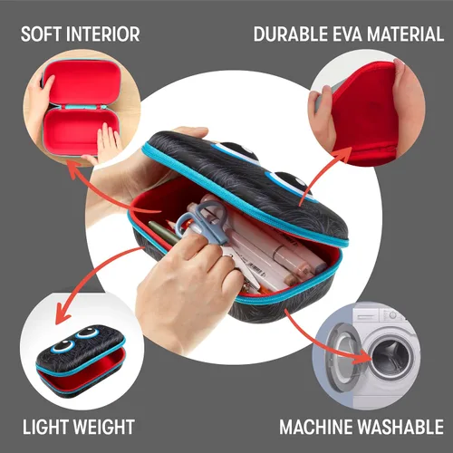 Miniatura 3 de ZIPIT Caja de lápices Beast para niños, estuche divertido de gran capacidad para la escuela, caja organizadora de papelería, color negro