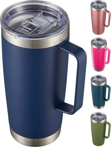 Miniatura 8 de CIVAGO Vaso Tumbler de acero inoxidable aislado en oro rosa de 20 onzas con tapa, popote, asa y aislamiento al vacío de doble pared