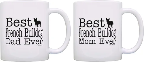 Miniatura 12 de ThisWear Dog Owner Gifts Best French Bulldog Dad Ever Paw Pattern Gift - Taza de café de cerámica de 11 onzas con mango y patrón de hueso
