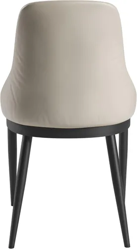 Miniatura 7 de Juego de 2 sillas de comedor sin brazos, sillas de piel sintética gris pardo con patas de metal en un acabado negro, asiento y respaldo tapizados