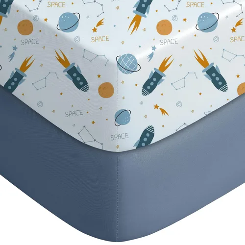 Miniatura 13 de Yoofoss Sábanas para cuna de bebé para niños y niñas, paquete de 2 sábanas bajeras para cuna estándar y colchón de niño pequeño, sábana de Zorro