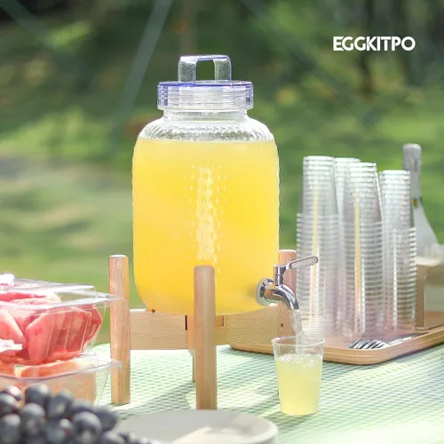 Miniatura 2 de EGGKITPO Dispensadores de bebidas de 1.5 galones con grifo y elegante soporte para fiestas, dispensador de limonada de policarbonato con soporte