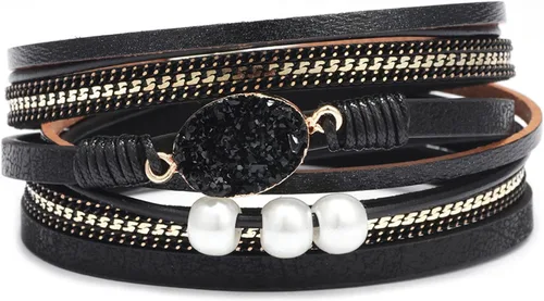 Long tiantian Pulseras para mujer, pulseras bohemias de moda, pulseras de cuero para mujer, pulseras apilables de varias capas, joyería occidental,