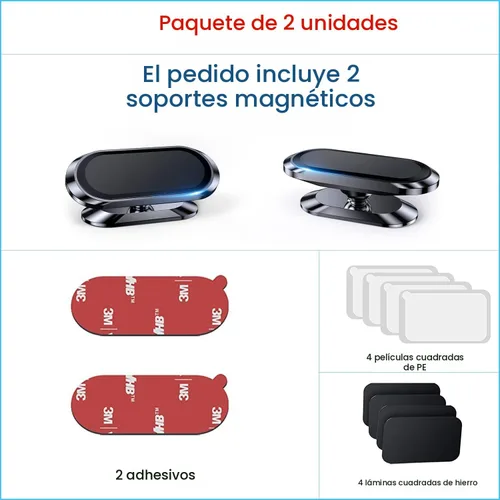 Miniatura 7 de 【Paquete de 2】 Soporte magnético de teléfono para el tablero del automóvil 【Imán fuerte】 Soporte magnético para teléfono del coche 【4 placas】