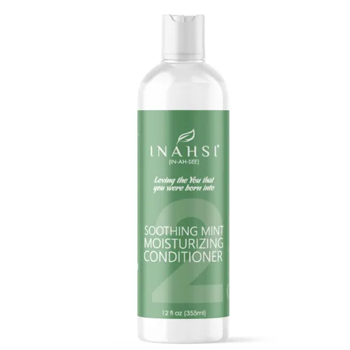 INAHSI Acondicionador hidratante calmante de menta, 12 onzas, fórmula a base de plantas para cabello naturalmente rizado, productos para el cabello