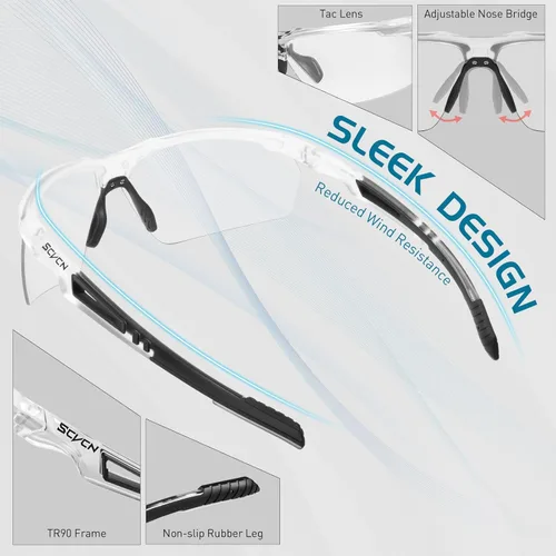 Miniatura 6 de SCVCN Gafas de sol deportivas fotocromáticas para ciclismo, gafas transparentes para hombres y mujeres, protección UV400, MTB BMX, pesca, correr, S86