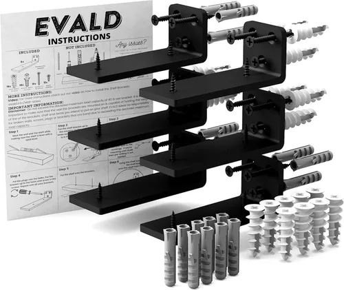 Miniatura 25 de EVALD Soportes flotantes para estantes Soportes ocultos de acero al carbono negro para tablero de 4 pulgadas (tamaño real de 3 1/4 pulgadas)