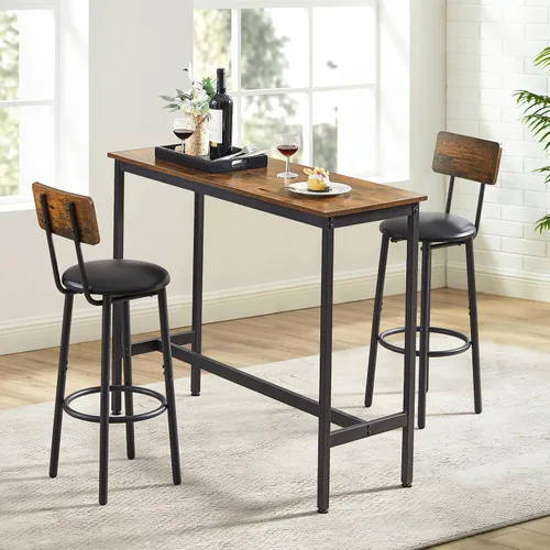 Miniatura 2 de Juego de mesa de comedor de 3 piezas para 2, mesa de bar moderna y sillas para cocina de espacio pequeño, juego de comedor rectangular de madera
