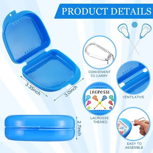 Miniatura 2 de Vicenpal Funda protectora bucal de lacrosse con mosquetón, soporte para lacrosse, funda protectora bucal para jóvenes y adultos, protección