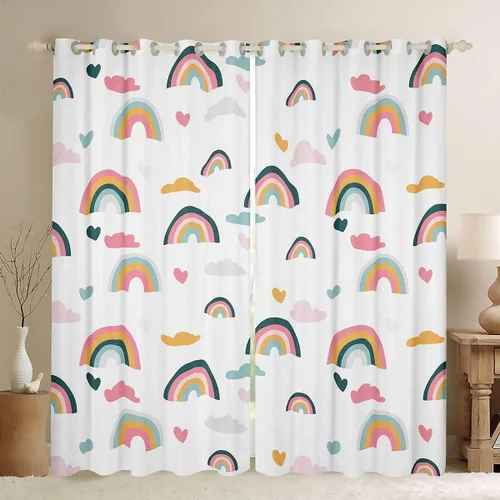 Miniatura 10 de Cortinas opacas con purpurina degradado para niños, niñas, niños, mujeres, dormitorio, teñido anudado, arco iris, degradado, 38 pulgadas de ancho x