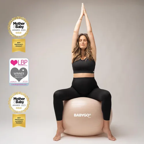 Miniatura 5 de BABYGO Pelota de Parto – Juego de pelota y libro de yoga para embarazo, trabajo de parto y ejercicio con enfoque en trimestres, fisioterapia