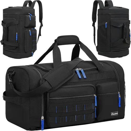 Bolsa de gimnasio con compartimento para zapatos, bolsa de viaje deportiva 3 en 1, mochila de viaje para fin de semana con bolsillo húmedo, Negro