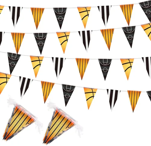 Miniatura 10 de VitalCozy 4 banderines de béisbol de 131 pies, decoraciones de fiesta, banderas triangulares de béisbol, banderines para pelota estadounidense