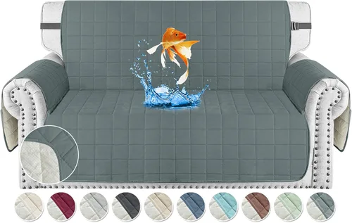 Miniatura 27 de MAXIJIN Fundas impermeables para sofá de 3 cojines, aptas para mascotas, fundas acolchadas para sofá de 69 pulgadas, lavables, protector de sofá