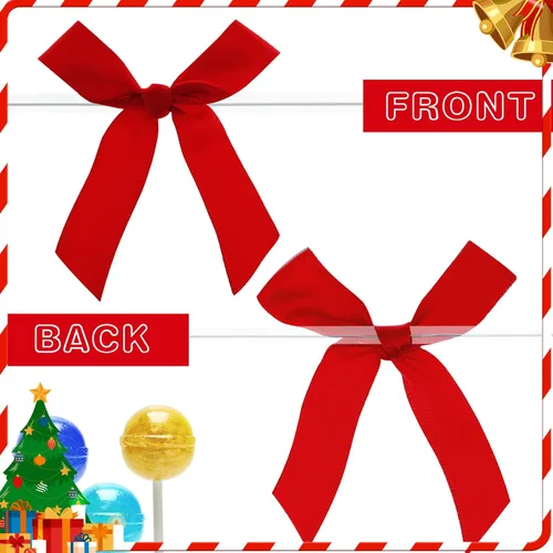 Miniatura 3 de Lazos para atar torcidos, cinta de satén roja para bolsas de golosinas, Halloween, Navidad, boda, envoltura de regalos, paquete de 50