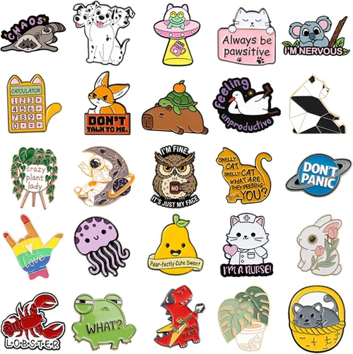 Miniatura 3 de Juego de 204050 pines de mochila esmaltados, divertidos pines esmaltados a granel, broches estéticos, alfileres de solapa, anime para mochilas
