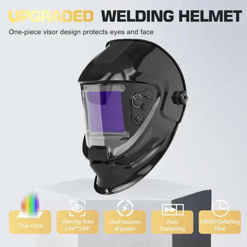 Miniatura 2 de Casco de soldadura de oscurecimiento automático, campana de soldadura de visión grande con 4 sensores de arco de sombra ancha 4 ~ 5/9-9/13