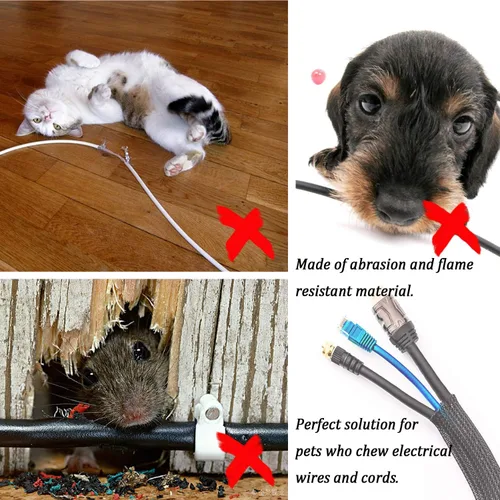 Miniatura 6 de Funda trenzada expandible de PET de 25 pies y 1.25 pulgadas, color negro, organizador de cables para envolver y proteger cables
