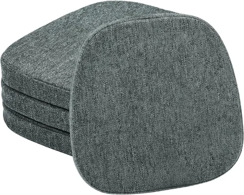 Miniatura 12 de baibu Juego de 4 cojines metálicos de espuma viscoelástica de 14 x 14 pulgadas, diseño de doble capa, antideslizantes, para sillas de comedor, cojín