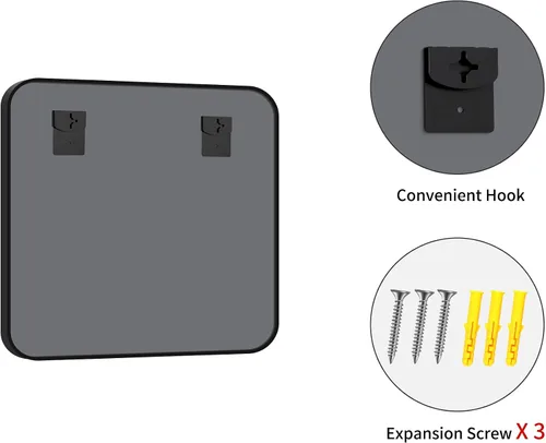 Miniatura 9 de Espejos de baño negros para pared, espejo cuadrado de 30 x 30 pulgadas, espejo de pared con marco de metal de esquina redondeada, espejo de tocador