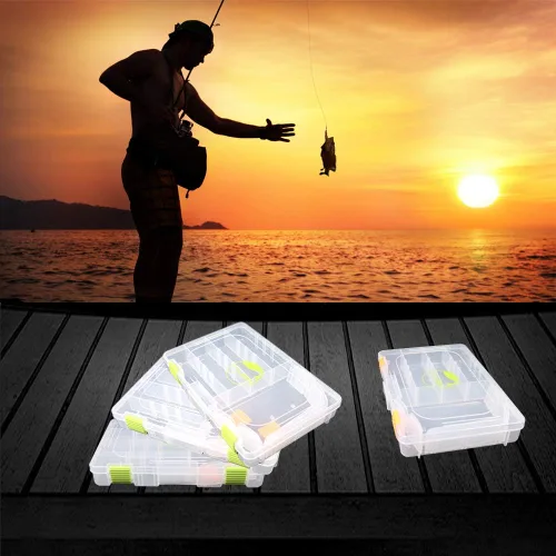 Miniatura 5 de YVLEEN Cajas de aparejos de pesca – 3600 3700 caja de aparejos de plástico con separadores extraíbles – 2 paquetes/4 bandejas de aparejos – Incluye
