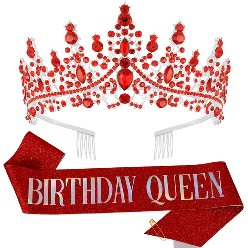 Miniatura 10 de Tiara y banda de cumpleaños para mujeres adultas, serie de cumpleaños, corona y banda de cumpleaños para regalo de fiesta, Halloween, cosplay