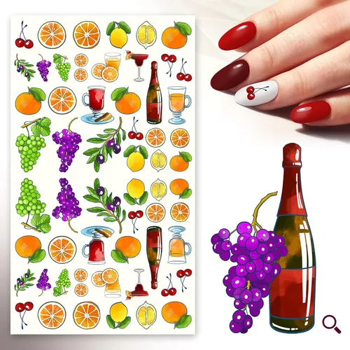 Miniatura 6 de Calcomanías de uñas (5 hojas) FLONZNAIL Sweet Night Coctail Dinner Decoración de uñas
