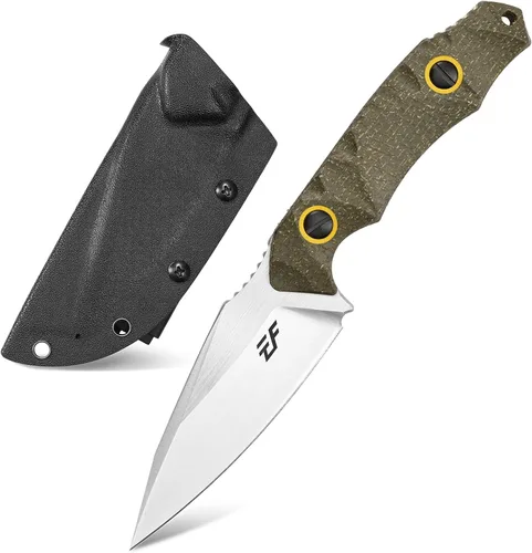 Eafengrow EF136 Cuchillo de hoja fija, hoja de acero de 60.6 in, mango Micarta mango completo EDC herramienta cuchillos fijos para trabajar