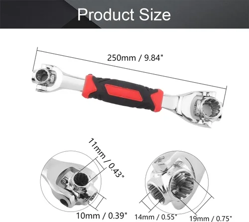Miniatura 2 de Utoolmart Llave de vaso universal, herramienta multifunción con cabezal giratorio de 360 grados, herramienta de llave de 8 a 0.748 in