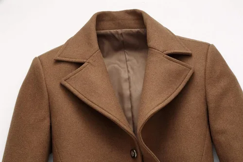 Miniatura 4 de chouyatou - Abrigo clásico cruzado de mezcla de lana, cuello con solapa de muesca, para hombre