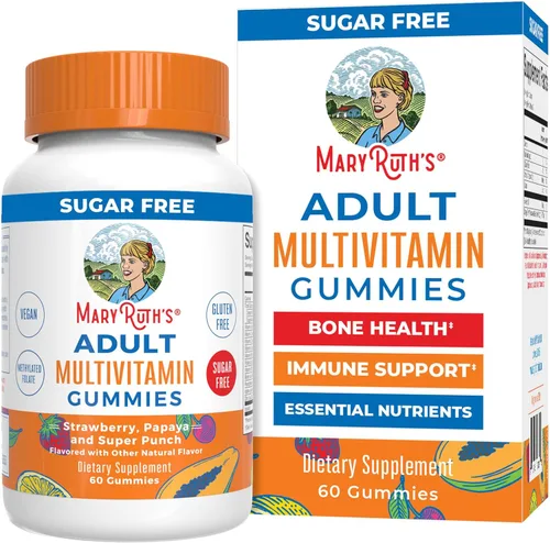 MaryRuth Organics Multivitamínico para mujeres y hombres, sin azúcar, gomita multimineral para adultos con vitamina C, D y E, vitaminas B, biotina,