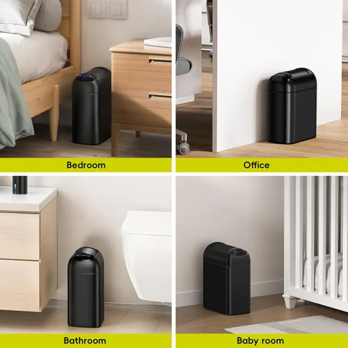 Miniatura 8 de EKO Astro Slim Basurero con sensor, 10L / 2.6 galones, papelera sin contacto con tapa de mariposa de cierre suave, papelera de acero inoxidable
