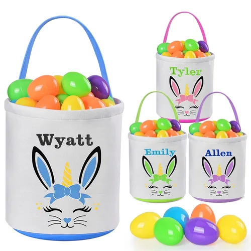 Miniatura 10 de Jocidea - Cesta de Pascua personalizada, paquete de 1 cestas de Pascua personalizadas para niñas y niños, cesta de Pascua personalizada para bebés
