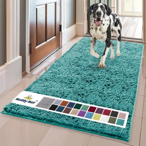 Miniatura 45 de Muddy Mat® Mostrado en la televisión - Tapete de microfibra súper absorbente para puerta de perro para patas fangosas, antideslizante y lavable