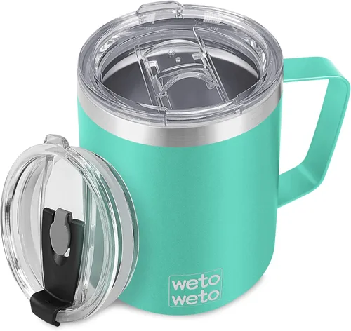 Miniatura 21 de WETOWETO Taza de café de 14 onzas, taza de campamento aislada al vacío con tapa, vaso de viaje de acero inoxidable de doble pared, taza de café