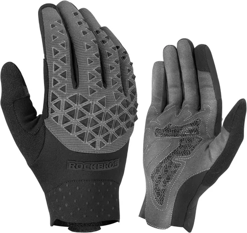 ROCKBROS Guantes antideslizantes para bicicleta de montaña, guantes de ciclismo antideslizantes que absorben los golpes, con espalda en la palma de