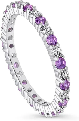 Miniatura 18 de BERRICLE Sterling Silver Rings Stackable Eternity Band Ring for Women, Round Cubic Zirconia CZ - Amethyst-Purple, Emerald-Green, Garnet-Red