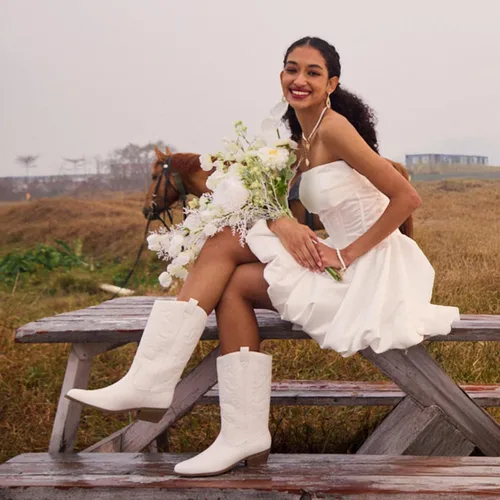 Miniatura 7 de DREAM PAIRS Botas vaqueras para mujer, botas vaqueras de media pantorrilla