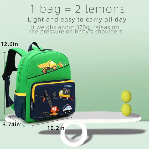 Miniatura 3 de willikiva Mochila infantil de dinosaurio para niños y niñas, bolsa preescolar impermeable (autobús verde)