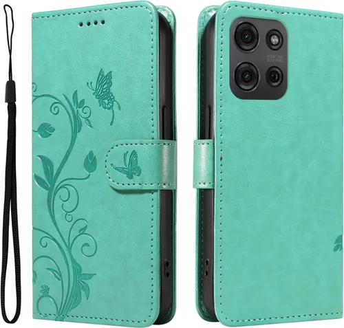 Miniatura 30 de Funda para Motorola Moto E22/E22i, piel sintética, con tarjetero y correa para la muñeca, a prueba de golpes, funda magnética para Motorola Moto Rojo