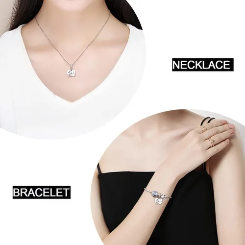 Miniatura 6 de JIAYIQI Dijes de Madre Hermana Hija Esposa que se Ajustan a Pulseras de Dijes y Collares con Dijes de Doble Corazón de Amor Cuentas de Plata de Ley