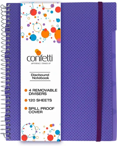 Miniatura 14 de Confetti Cuaderno de espiral – 4 separadores extraíbles, cubierta a prueba de derrames, banda elástica de cierre, bolsillo de almacenamiento – Bloc