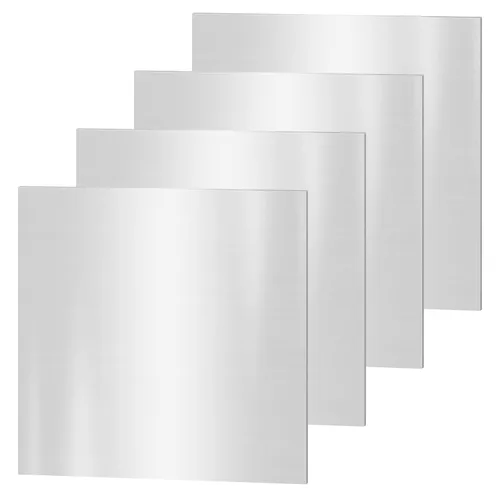 4 hojas de acero inoxidable 304 de 4" x 4" x 0.04" Pulgadas (19 Calibre) Placas de acero inoxidable de 1 mm de espesor, hojas de metal para cocina y