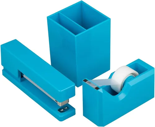 Miniatura 18 de JAM PAPER Juegos de oficina y escritorio, 1 grapadora y 1 dispensador de cinta, azul marino, paquete de 2